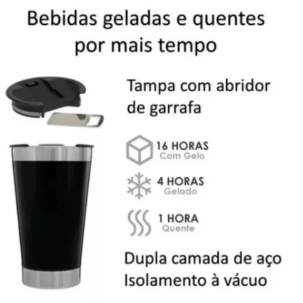 Copo Térmico 473ml Beba Gelado ou quente com Tampa e Abridor - Image 4