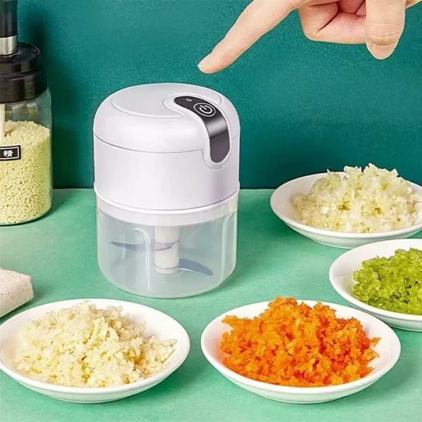 Mini Processador Elétrico de Alimentos com 3 lâminas de Inox - Image 2
