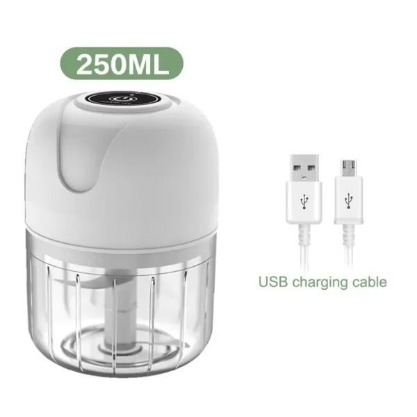 Mini Processador Elétrico de Alimentos Portátil com 3 lâminas de aço inox USB 250 ml Bivolt - Image 6