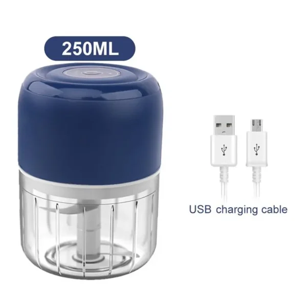Mini Processador Elétrico de Alimentos Portátil com 3 lâminas de aço inox USB 250 ml Bivolt - Image 4