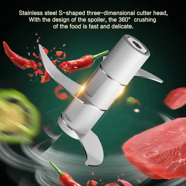 Mini Processador Elétrico de Alimentos Portátil com 3 lâminas de aço inox USB 250 ml Bivolt - Image 7