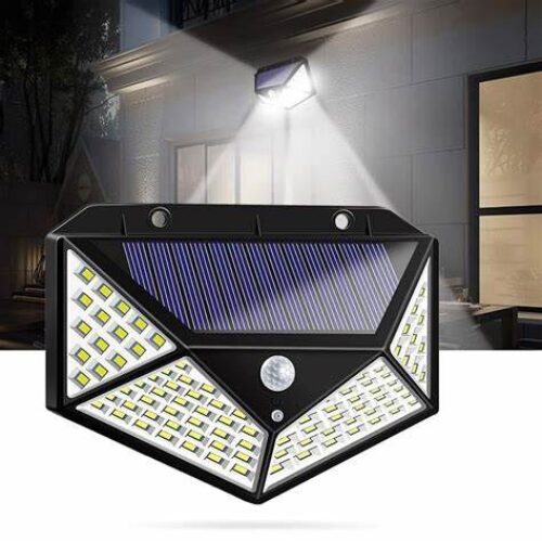 Luminária Solar com Sensor De Presença, 100 Leds