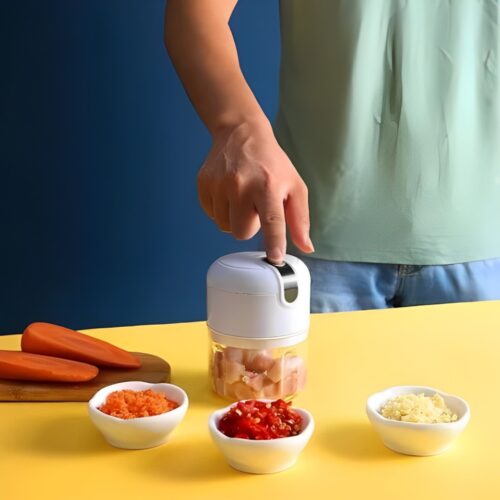 Mini Processador Elétrico de Alimentos com 3 lâminas de Inox